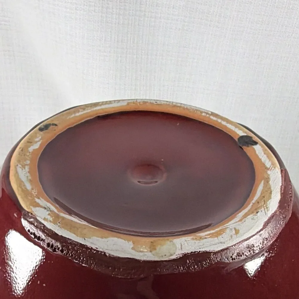 Vintage Chinese Porcelain Onion Ginger Jar Oxblood Sang De Boeuf Red Lidded